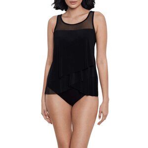 NWOT Miraclesuit Illusionists Mirage Tankini Top in Black Sz. 20W